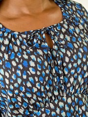 Roman Blue Petite Spot Tie Front Dress - Image 5 of 5