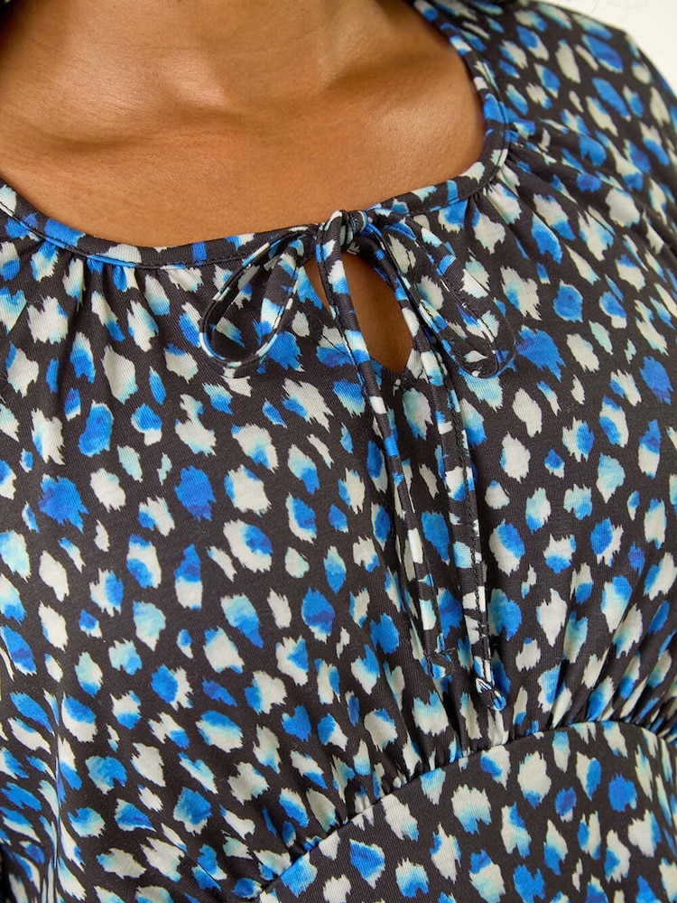 Roman Blue Petite Spot Tie Front Dress - Image 5 of 5