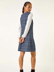 Roman Blue Petite Boucle Contrast Sleeve Dress - Image 3 of 5