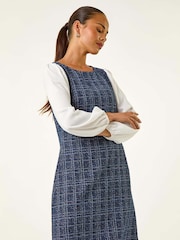 Roman Blue Petite Boucle Contrast Sleeve Dress - Image 4 of 5