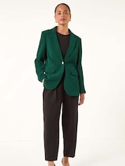 Roman Deep Blue Green Petite Textured Buttoned Blazer - Image 2 of 5