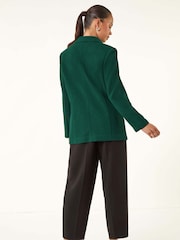 Roman Deep Blue Green Petite Textured Buttoned Blazer - Image 3 of 5