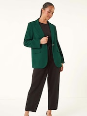 Roman Deep Blue Green Petite Textured Buttoned Blazer - Image 4 of 5