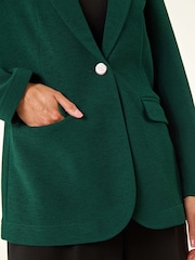 Roman Deep Blue Green Petite Textured Buttoned Blazer - Image 5 of 5
