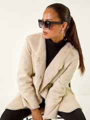 Roman Natural Reversible Faux Sheepskin Coat - Image 1 of 5