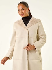 Roman Natural Reversible Faux Sheepskin Coat - Image 4 of 5