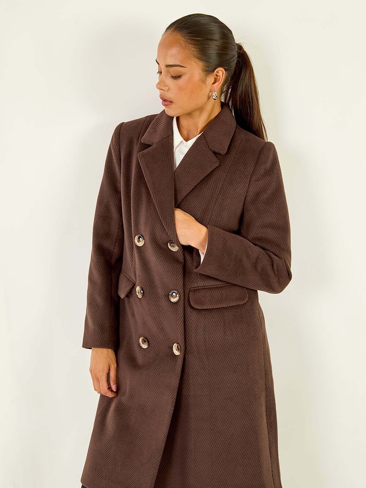 Roman Brown Petite Double Breasted Coat - Image 1 of 5