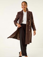 Roman Brown Petite Double Breasted Coat - Image 2 of 5