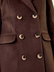Roman Brown Petite Double Breasted Coat - Image 5 of 5