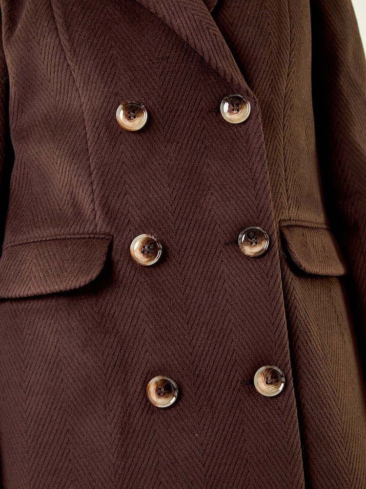 Roman Brown Petite Double Breasted Coat - Image 5 of 5 Roman Brown Petite Double Breasted Coat - Image 5 of 5