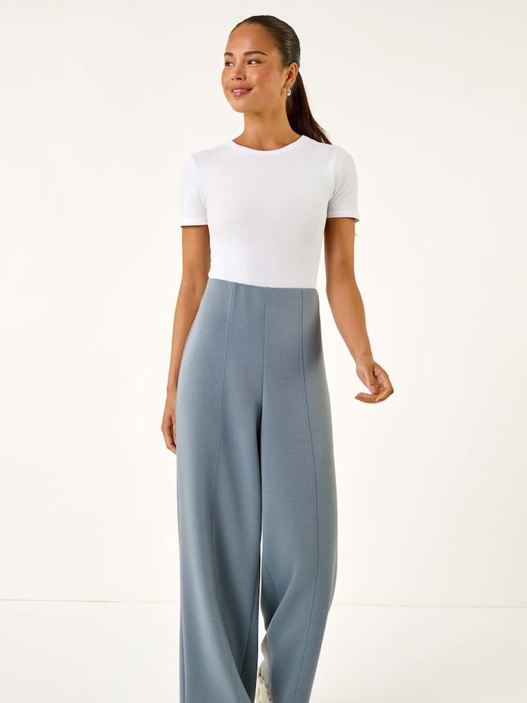 Roman Blue Petite Front Seam Stretch Trousers - Image 2 of 4 Roman Blue Petite Front Seam Stretch Trousers - Image 2 of 4