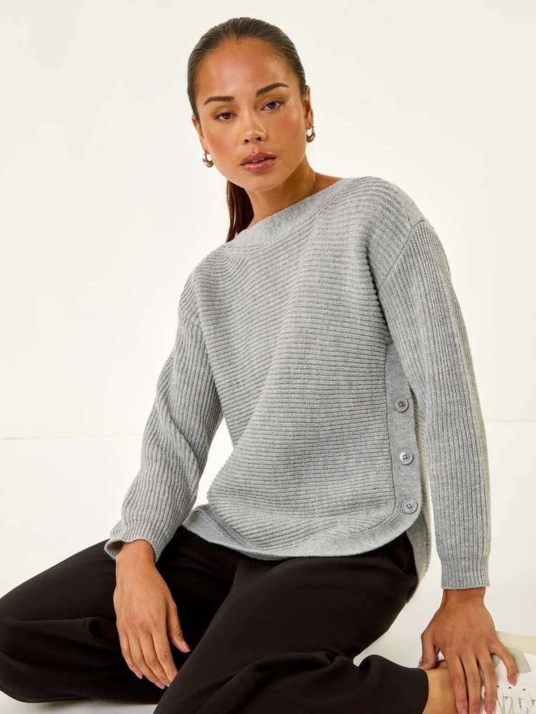Roman Grey Petite Curve Hem Knit Jumper - Image 1 of 5