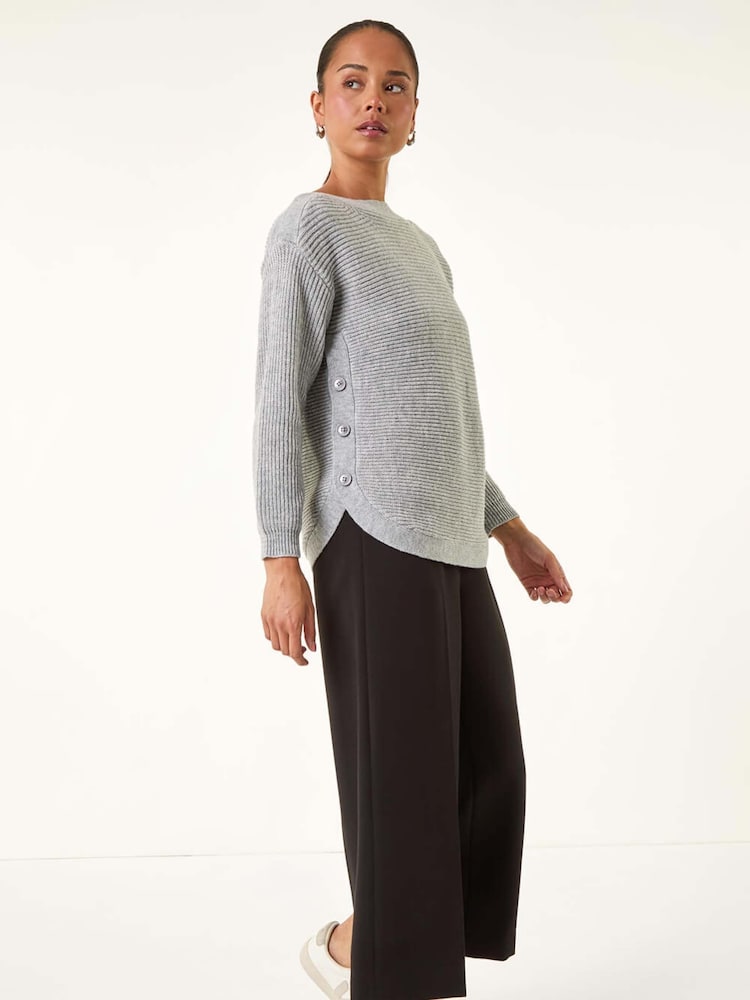 Roman Grey Petite Curve Hem Knit Jumper - Image 2 of 5