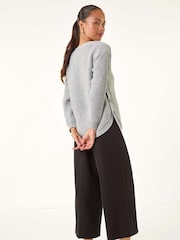 Roman Grey Petite Curve Hem Knit Jumper - Image 3 of 5