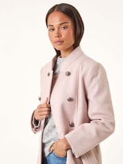 Roman Pink Petite Military Buttoned Coat - Image 1 of 5