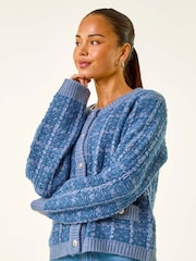 Roman Blue Petite Buttoned Knit Cardigan - Image 1 of 5