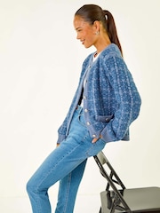Roman Blue Petite Buttoned Knit Cardigan - Image 2 of 5