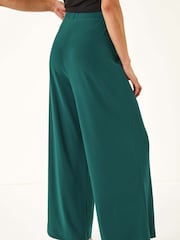 Roman Green Petite Wide Leg Stretch Trousers - Image 3 of 5