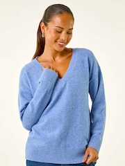Azul - Roman Petite V-Neck Jumper - Imagem 1 de 5