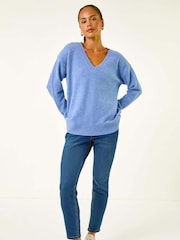 Azul - Roman Petite V-Neck Jumper - Imagem 3 de 5