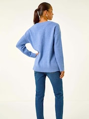 Azul - Roman Petite V-Neck Jumper - Imagem 4 de 5