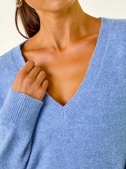 Azul - Roman Petite V-Neck Jumper - Imagem 5 de 5