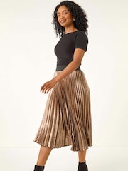 Roman Metallic Petite Pleated Skirt - Image 2 of 5