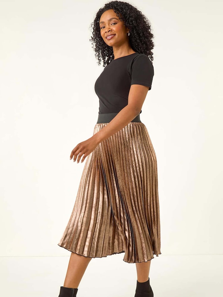 Roman Metallic Petite Pleated Skirt - Image 2 of 5