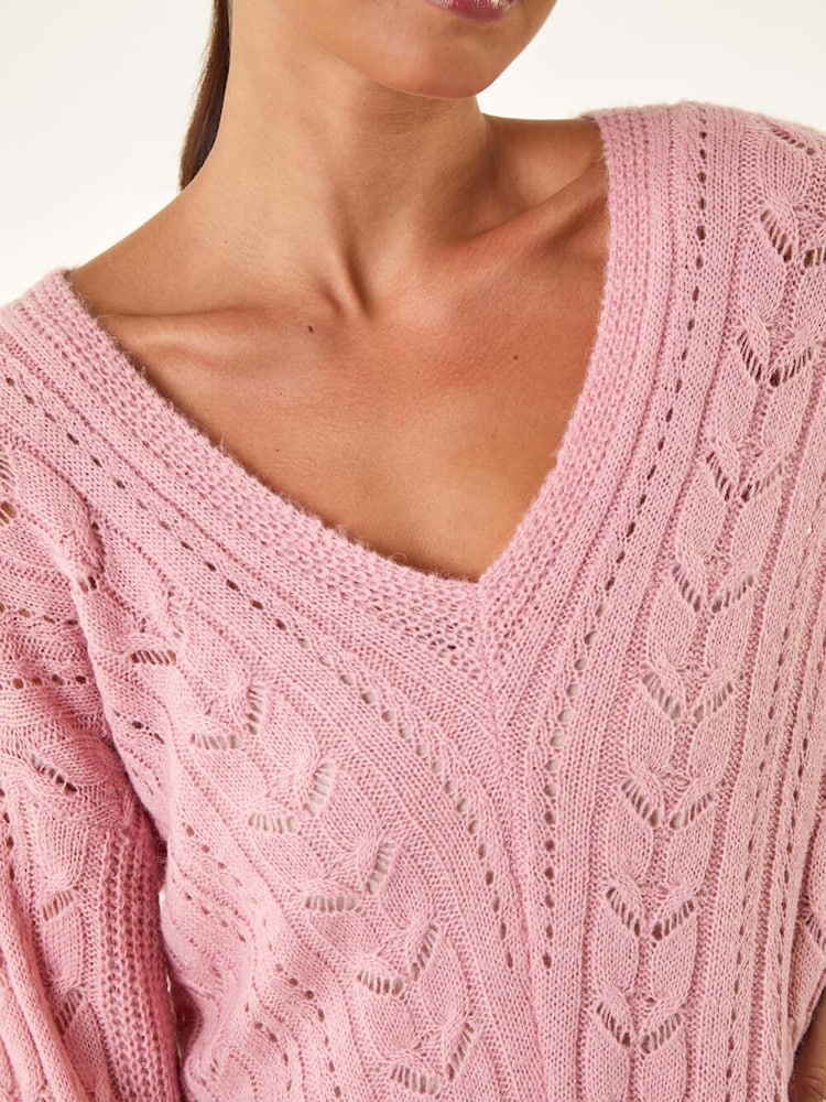Roman Pink Petite V-Neck Knit Jumper - Image 5 of 5 Roman Pink Petite V-Neck Knit Jumper - Image 5 of 5