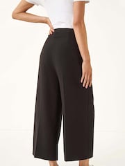Roman Black Petite Cropped Wide Leg Stretch Trousers - Image 3 of 5