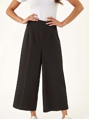 Roman Black Petite Cropped Wide Leg Stretch Trousers - Image 4 of 5