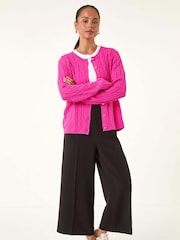 Roman Pink Petite Cable Knitted Cardigan - Image 2 of 5