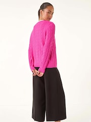 Roman Pink Petite Cable Knitted Cardigan - Image 3 of 5