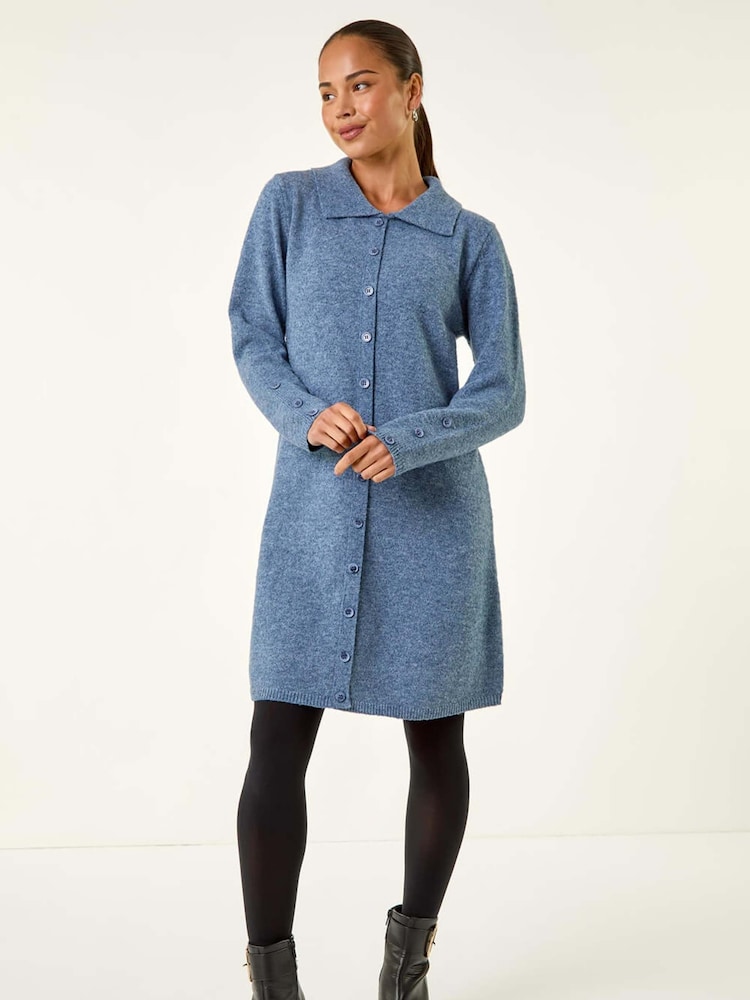 Roman Blue Collar Detail Knit Shift Dress - Image 2 of 5