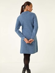 Roman Blue Collar Detail Knit Shift Dress - Image 3 of 5
