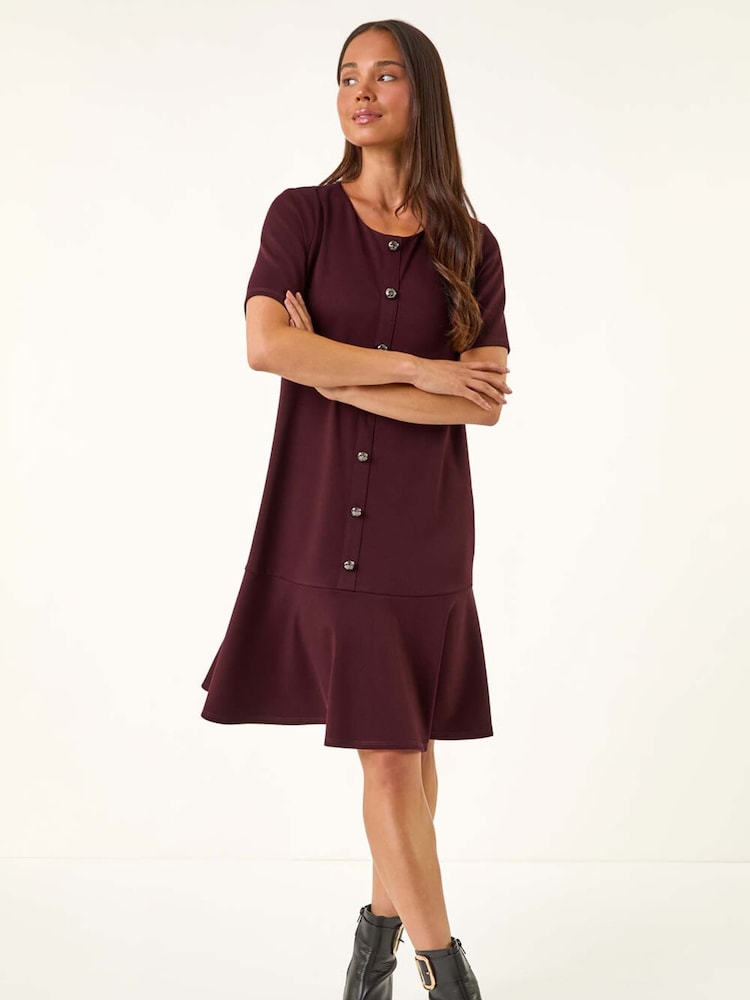 Roman Red Petite Flute Hem Stretch Dress - Image 2 of 5