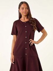Roman Red Petite Flute Hem Stretch Dress - Image 4 of 5