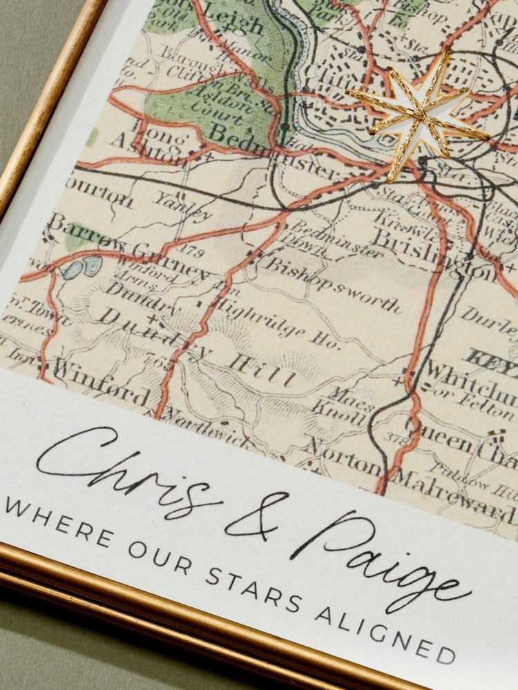 Christmas vintage Map Print with Gold Star by Posh Totty Designs - Image 2 of 4