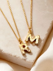 Posh Totty Designs Gold Tone Textured Birthstone Initial Letter Necklace - Image 1 of 5