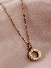Posh Totty Designs Gold Tone Textured Birthstone Initial Letter Necklace - Image 3 of 5