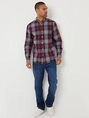 Threadbare Red Brushed Flannel Check Long Sleeve Shirt - Image 3 of 4