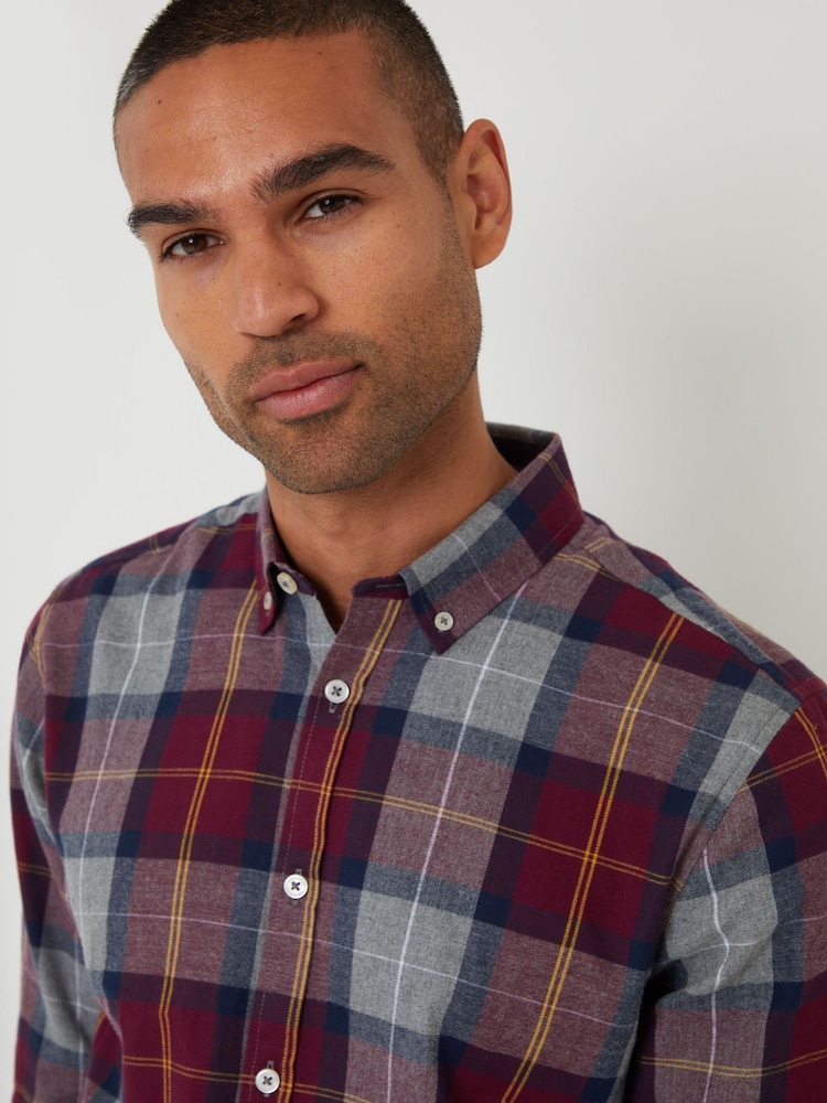 Threadbare Red Brushed Flannel Check Long Sleeve Shirt - Image 4 of 4 Threadbare Red Brushed Flannel Check Long Sleeve Shirt - Image 4 of 4