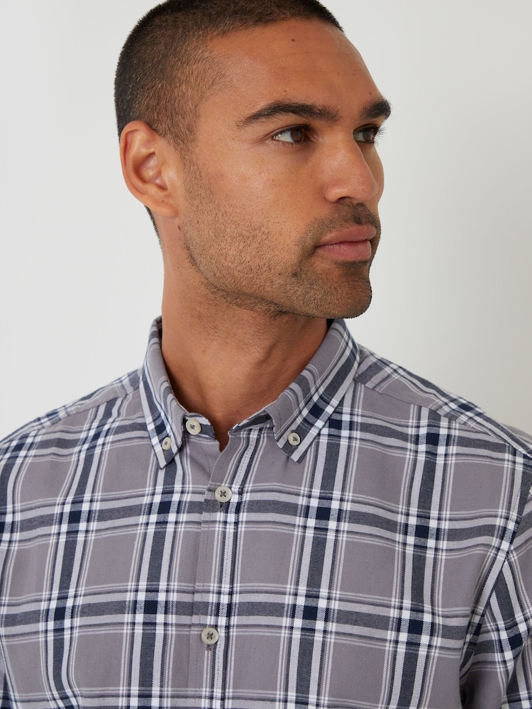 Threadbare Grey Brushed Flannel Check Long Sleeve Shirt - Image 4 of 4 Threadbare Grey Brushed Flannel Check Long Sleeve Shirt - Image 4 of 4