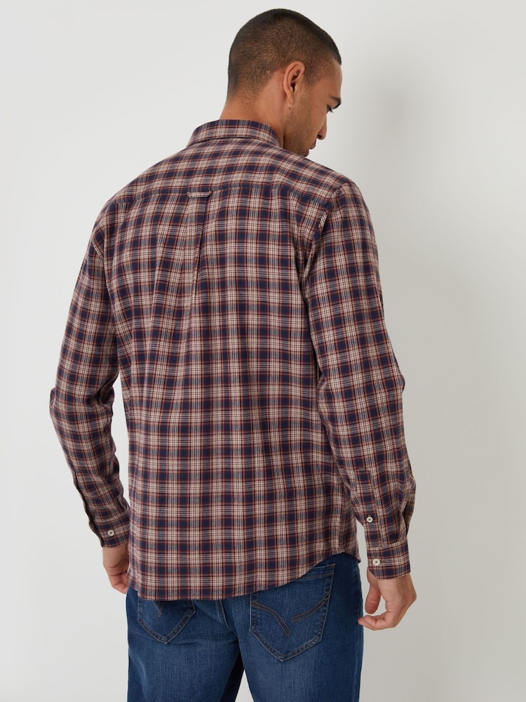 Threadbare Blue Brushed Flannel Check Long Sleeve Shirt - Image 2 of 4 Threadbare Blue Brushed Flannel Check Long Sleeve Shirt - Image 2 of 4
