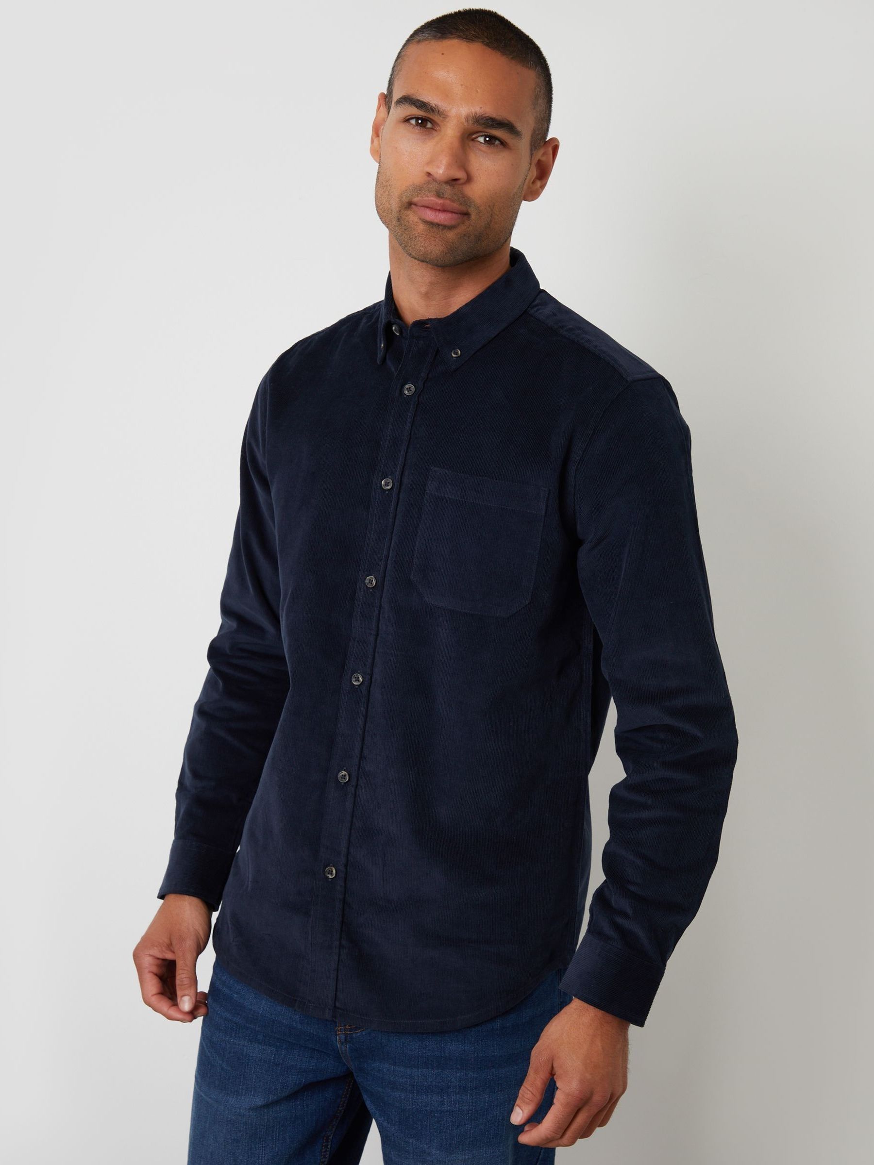 Threadbare Men's Navy Corduroy Shirt In | : 2XL - Image 1