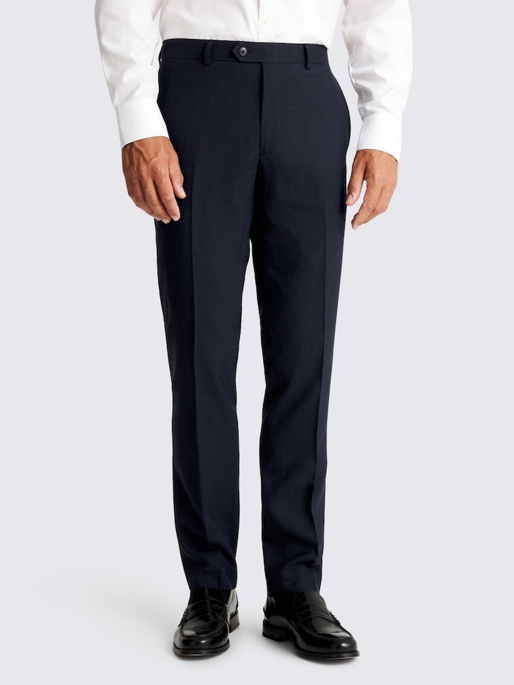 MOSS Slim Fit Navy Blue Puppytooth Trousers - Image 1 of 3