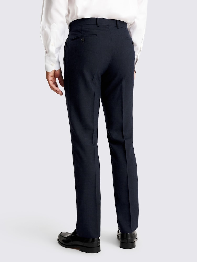 MOSS Slim Fit Navy Blue Puppytooth Trousers - Image 2 of 3