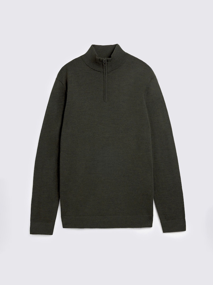 كاكي - كنزة من مزيج صوف ميرينو بسحاب رقبة من MOSS - صورة 4 من 4 كاكي - كنزة من مزيج صوف ميرينو بسحاب رقبة من MOSS - صورة 4 من 4