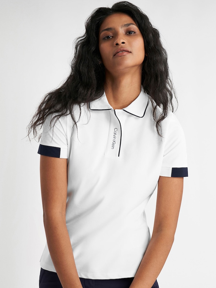 Calvin Klein Golf White Destin Short Sleeve Polo Shirt - Image 1 of 8 Calvin Klein Golf White Destin Short Sleeve Polo Shirt - Image 1 of 8