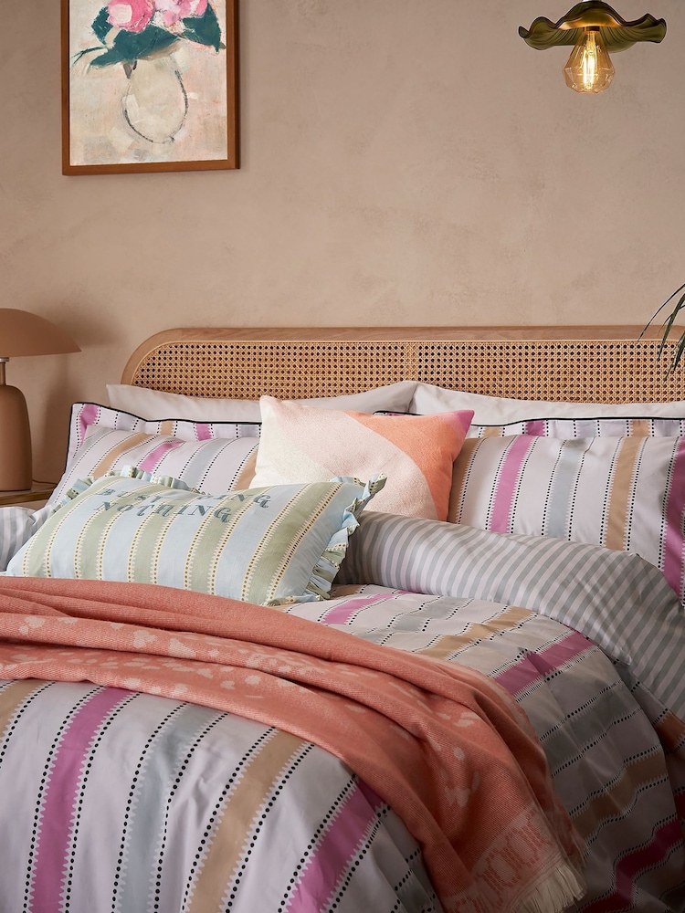 Yvonne Ellen Multi Wobble Stripe 100% Cotton Pillowcase Pair - Image 1 of 6
